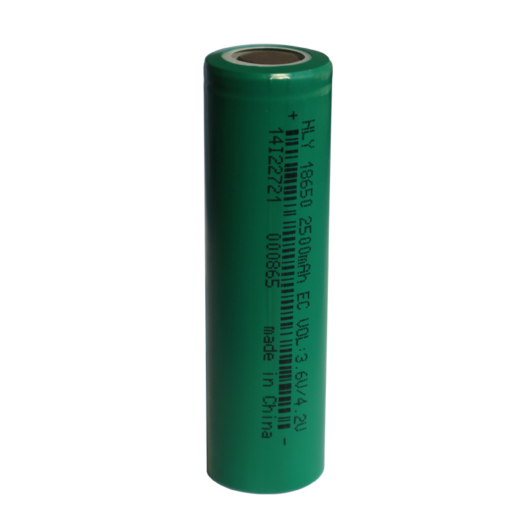Long Cycle 3.6V 2500mah Rechargeable Lithium Ion Battery Cell 18650 High Power RoHS