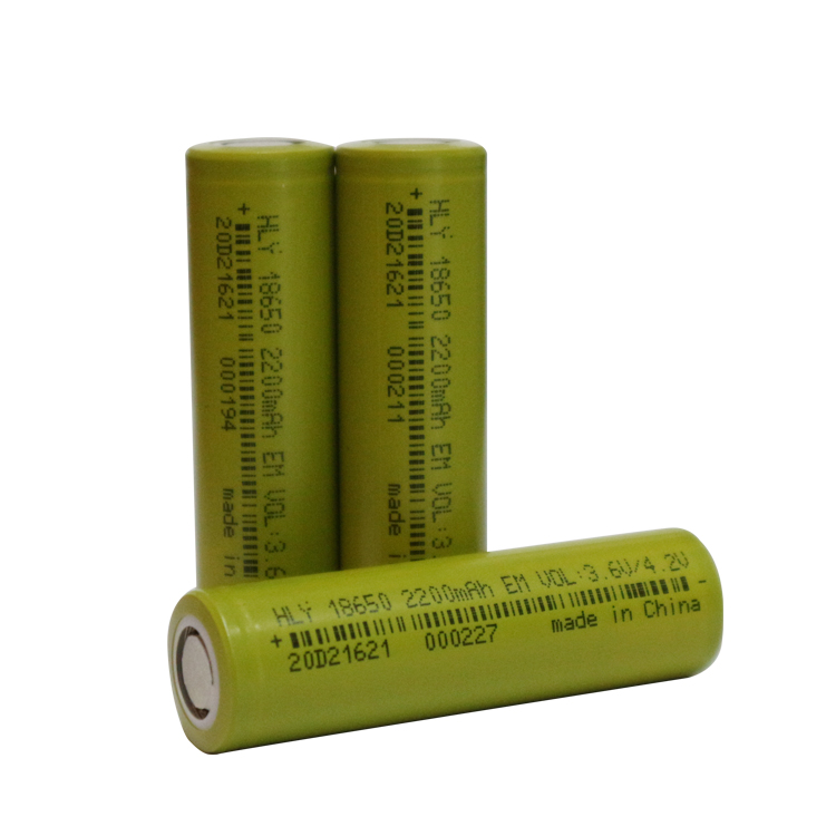 UN38.3 Cylindrical High Rate 18650 Cell Battery 3.6V Lithium Ion Battery 2200mah 18650